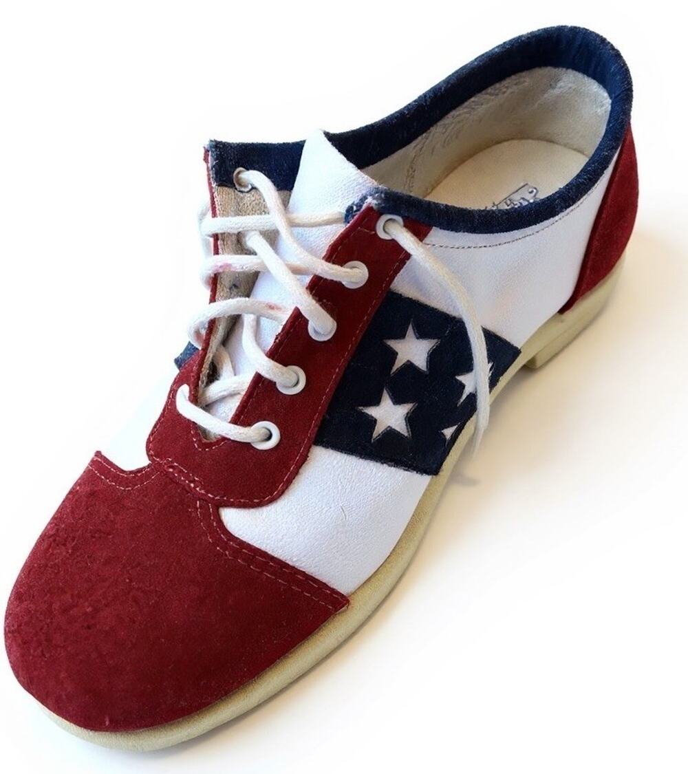 VTG 70s Gaymode Stars Stripes Suede Oxford Shoes Americana Rockabilly Deadstock